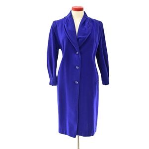 Dani Colby Cobalt Blue Pleated Collar Coat Women's Vintage Plus Size Coat 22W
